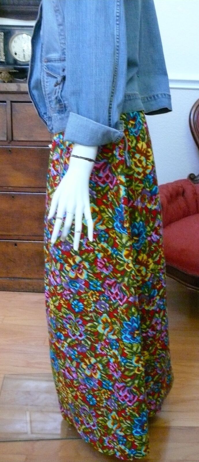 1960-70`s Long Cotton Tapestry Print Skirt Multi Colour - Fresh Stock Dated February 2026