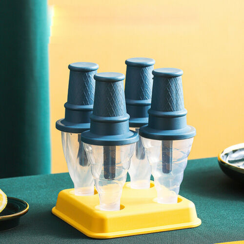 4Pcs Set Ice-cream Cone Mold Food Grade PP Popsicle Molds Frozen Mould Ice Tray - Fresh Stock Dated February 2026