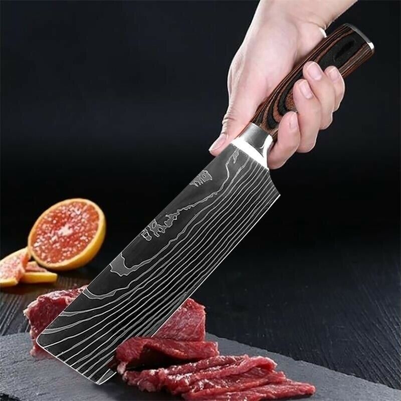 5 Piece Kitchen Knives Set Stainless Japanese Damascus Pattern Steel Chef Knife - Fresh Stock Dated December 2025