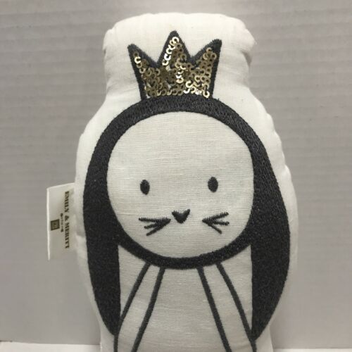 Pottery Barn Teen Emily & Meritt Bunny Rabbit Crown Accent Pillow Sequins - Fresh Stock Dated December 2025