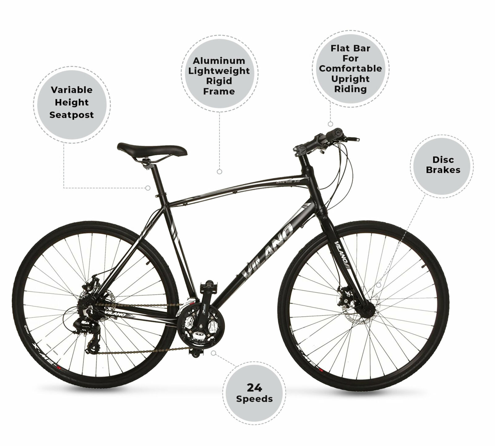 Vilano Diverse 3.0 Performance Hybrid Road Bike 24 Speed Disc Brakes - Fresh Stock Dated February 2026