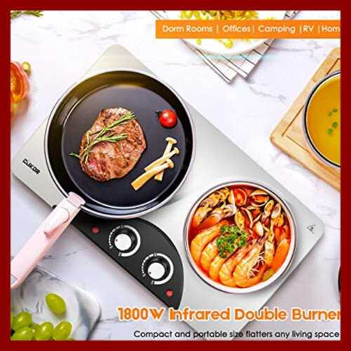 CUKOR Electric Hot Plate 1800W Portable Stove Infrared Double Burner Heat Up In - Fresh Stock Dated December 2025