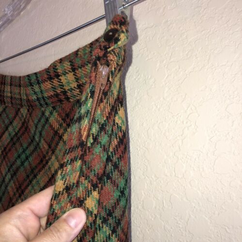 Vintage 70's Plaid Long Maxi Floor A Line Preppy Skirt Green Mustard Brown - Fresh Stock Dated February 2026