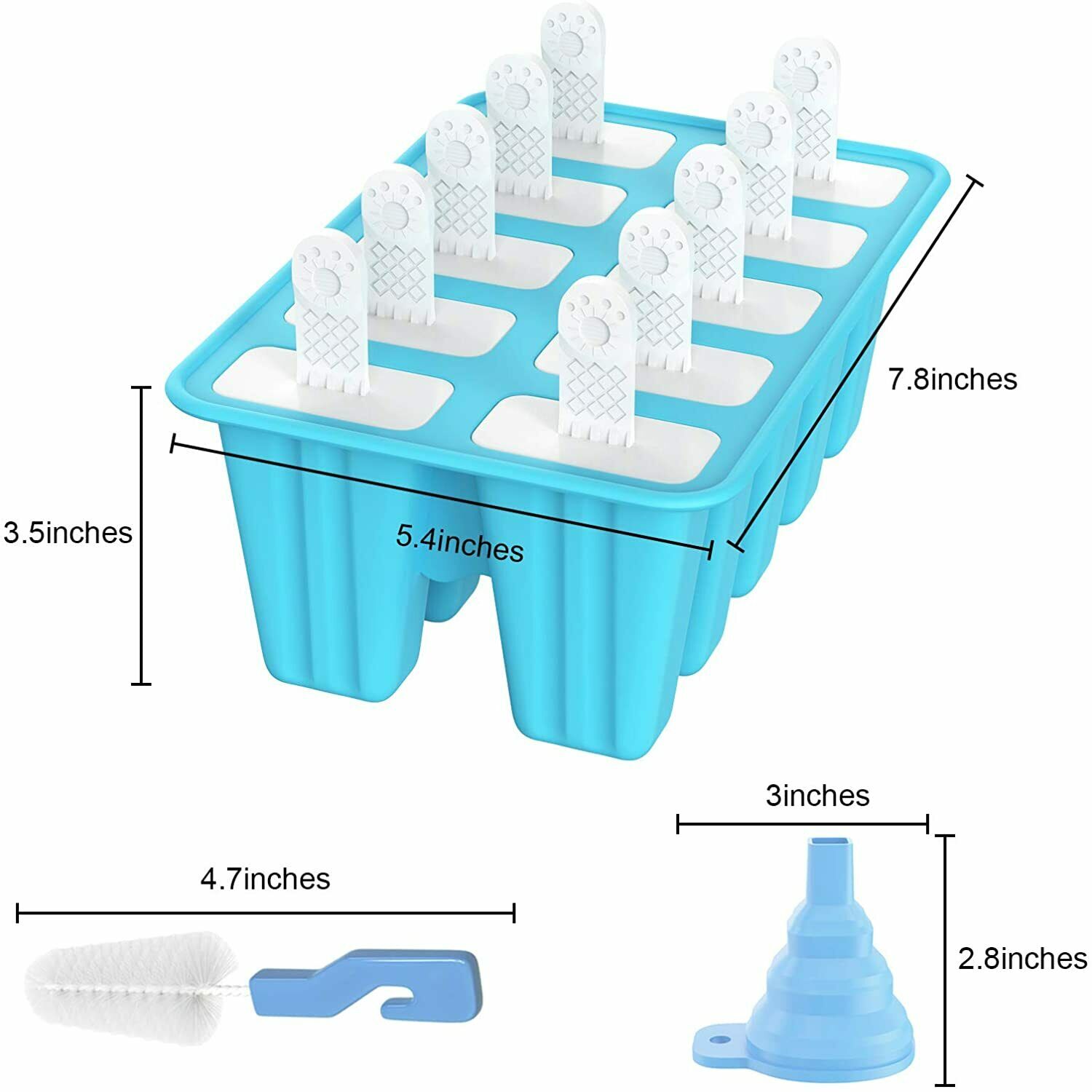 10 Cell Ice Cream Popsicle Frozen Mold Silicone Lolly Mould Ice Tray Cover Lid - Fresh Stock Dated February 2026