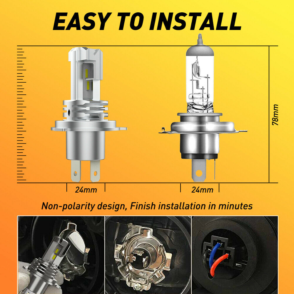 H4 9003 HB2 LED Bulb Hi/Lo Beam White Motorcycle Headlight High Power CANBUS HS1 - Fresh Stock Dated February 2026