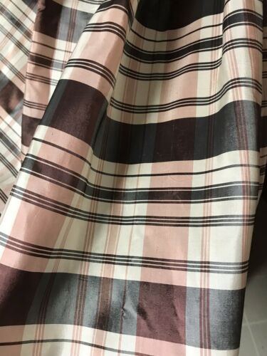 Vintage Gathered Black Pink Plaid Rayon Acetate Taffeta Skirt 24” W 29” L - Fresh Stock Dated February 2026