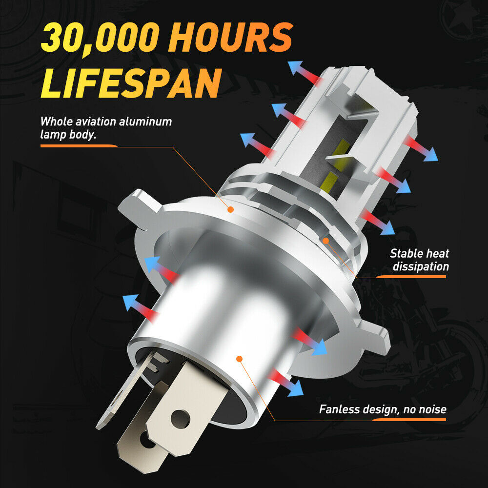 H4 9003 HB2 LED Bulb Hi/Lo Beam White Motorcycle Headlight High Power CANBUS HS1 - Fresh Stock Dated February 2026