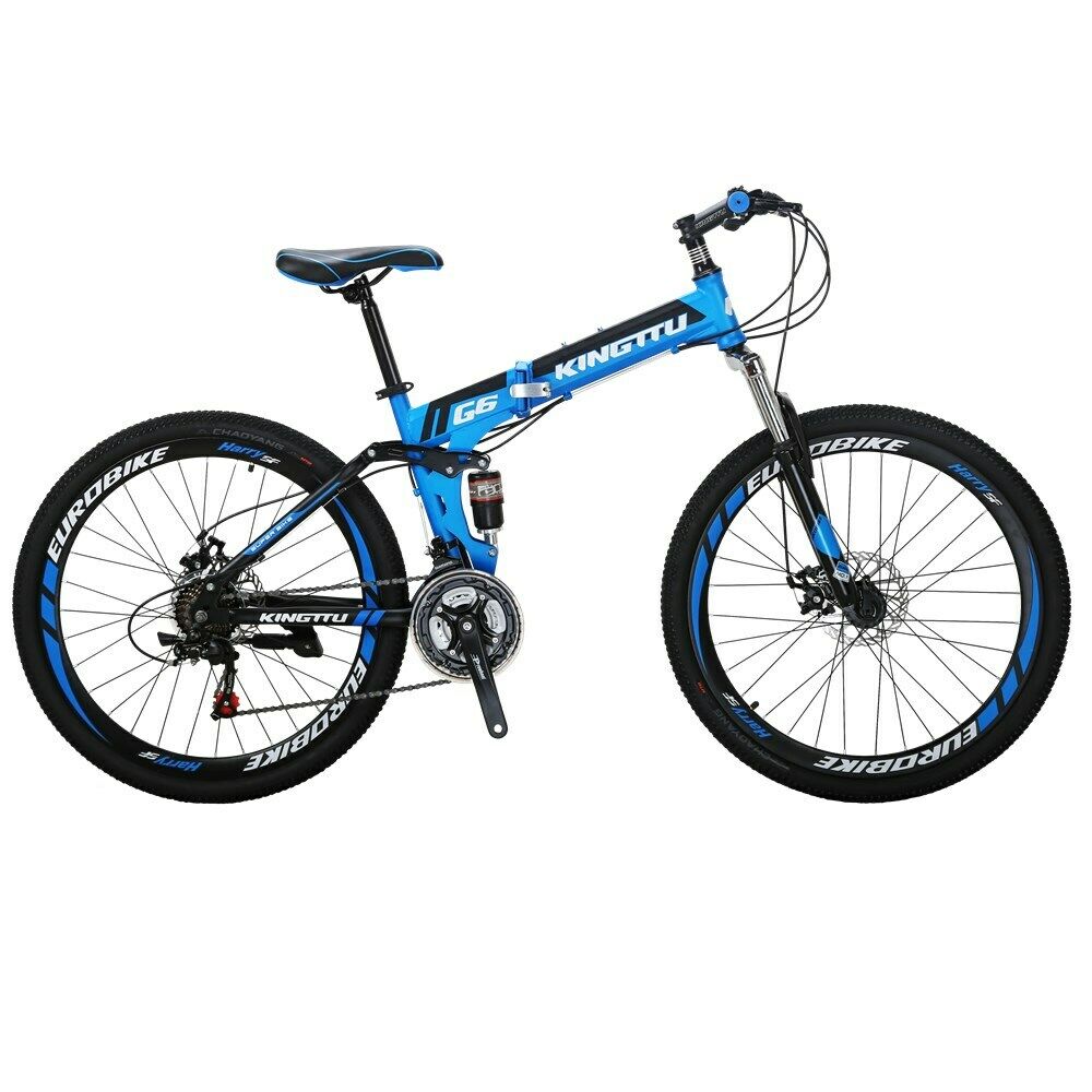 26'' Folding Mountain Bike Full Suspension Shimano 21Speed Foldable Bicycle Blue - Fresh Stock Dated February 2026