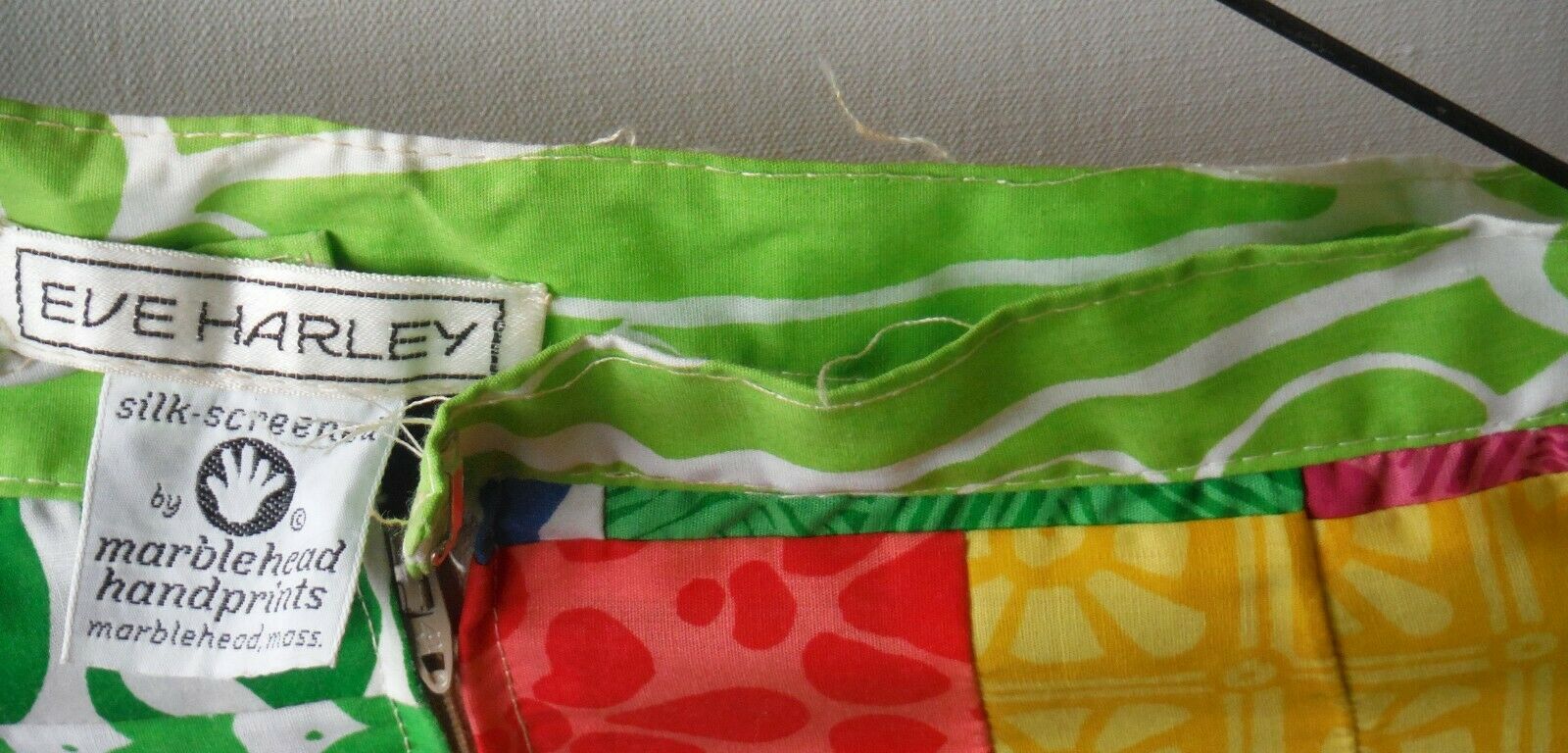 Vintage 1970s Marblehead MA Handprints Silkscreen Maxi Skirt Eve Harley  P846 - Fresh Stock Dated March 2026