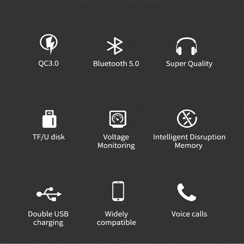 Wireless Bluetooth 5.0 FM Transmitter Handsfree Kit QC3.0 Car Dual USB Charger - Fresh Stock Dated February 2026