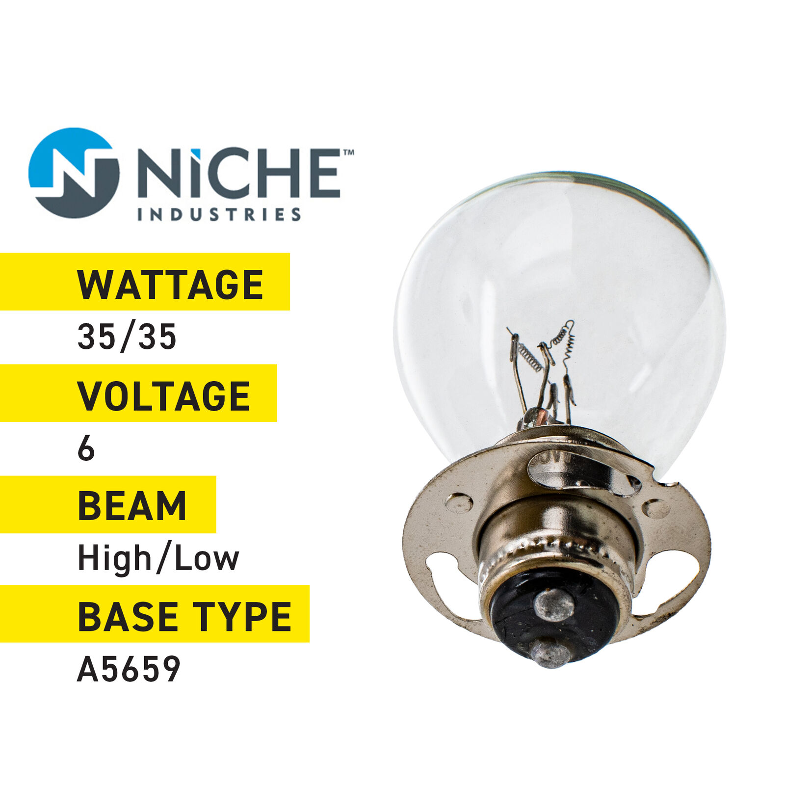 NICHE A5659 Headlight Bulb for Yamaha DT1 IT 400 TT500 TY250 - Fresh Stock Dated February 2026