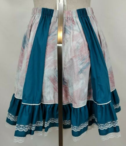 Vintage Tater Sax Western Prairie Skirt Small Teal Blue Ruffle Lace Gunne Style - Fresh Stock Dated February 2026