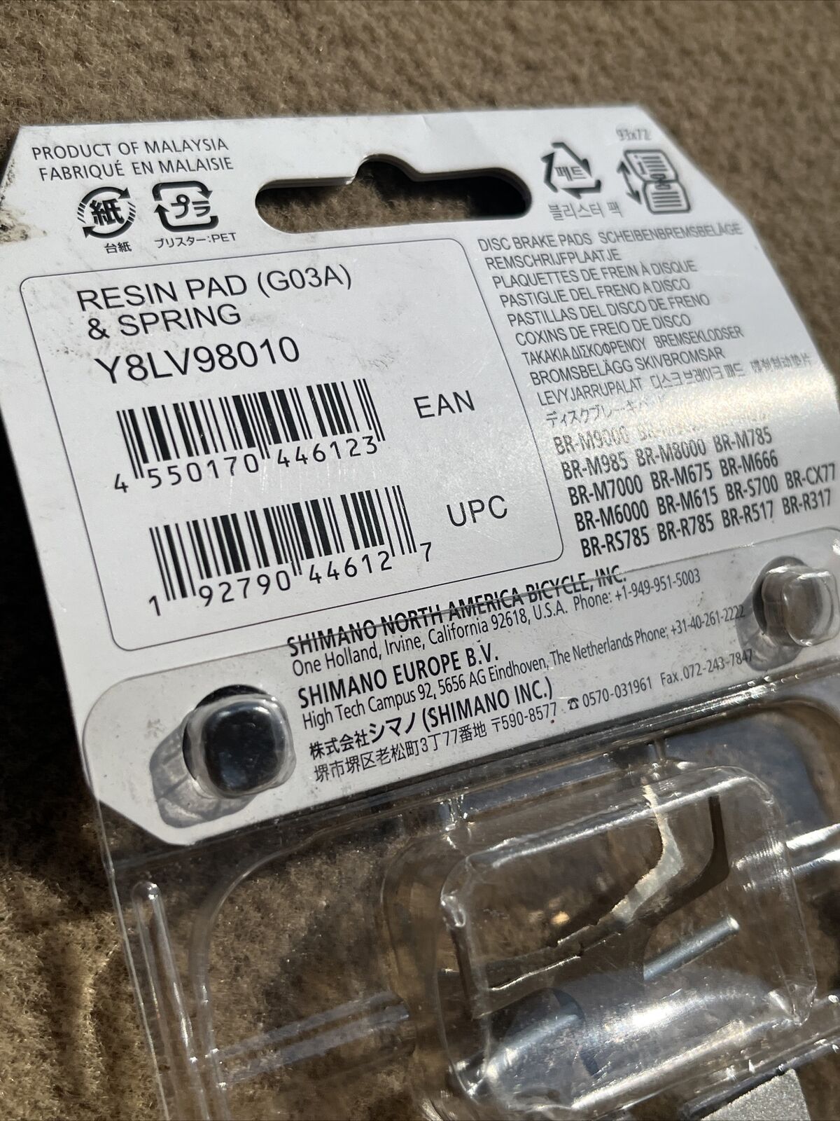 Shimano Disc Brake Pads deore xt slx alfine go3a resin with spring new - Fresh Stock Dated February 2026