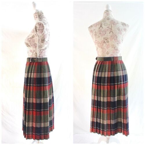 Vintage Oscar de la Renta Earth Tone Plaid Midi Skirt Wool Blend 28” Waist - Fresh Stock Dated March 2026