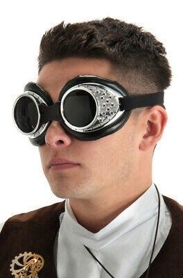 Brand New Steampunk Radioactive Aviator Pilot Goggles (Silver/Black) - Fresh Stock Dated February 2026