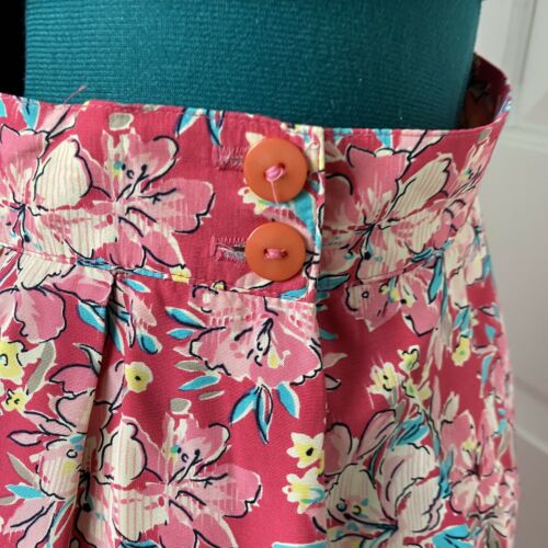 Women’s Vintage 80s Prophecy Colorful Floral Pink Pleated Skirt Plus Size 12 - Fresh Stock Dated February 2026