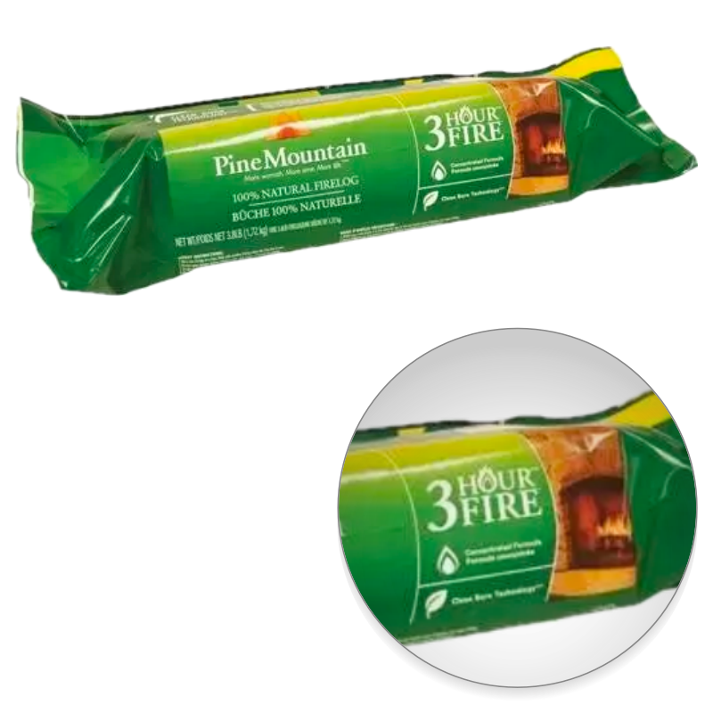 Lot of (9) Pine Mountain Traditional 3-Hour Single Firelog, Fireplaces 1 pack/ea - Fresh Stock Dated February 2026