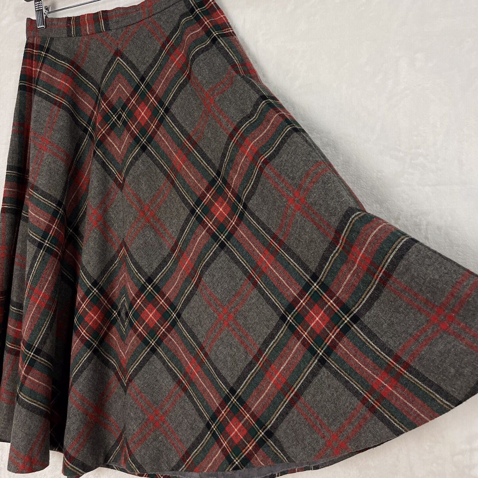 Vintage College Town Gray Red Plaid Wool Blend A Line Swing Flare Shirt S 26” - Fresh Stock Dated March 2026