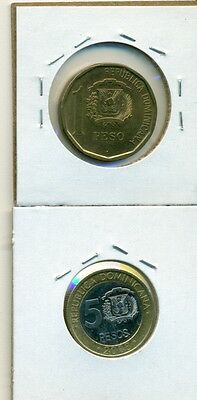 From Show Inv. - 2 NICE COINS..DOMINICAN REPUBLIC..1P & BI-METAL 5P..BOTH 2008 - Fresh Stock Dated February 2026