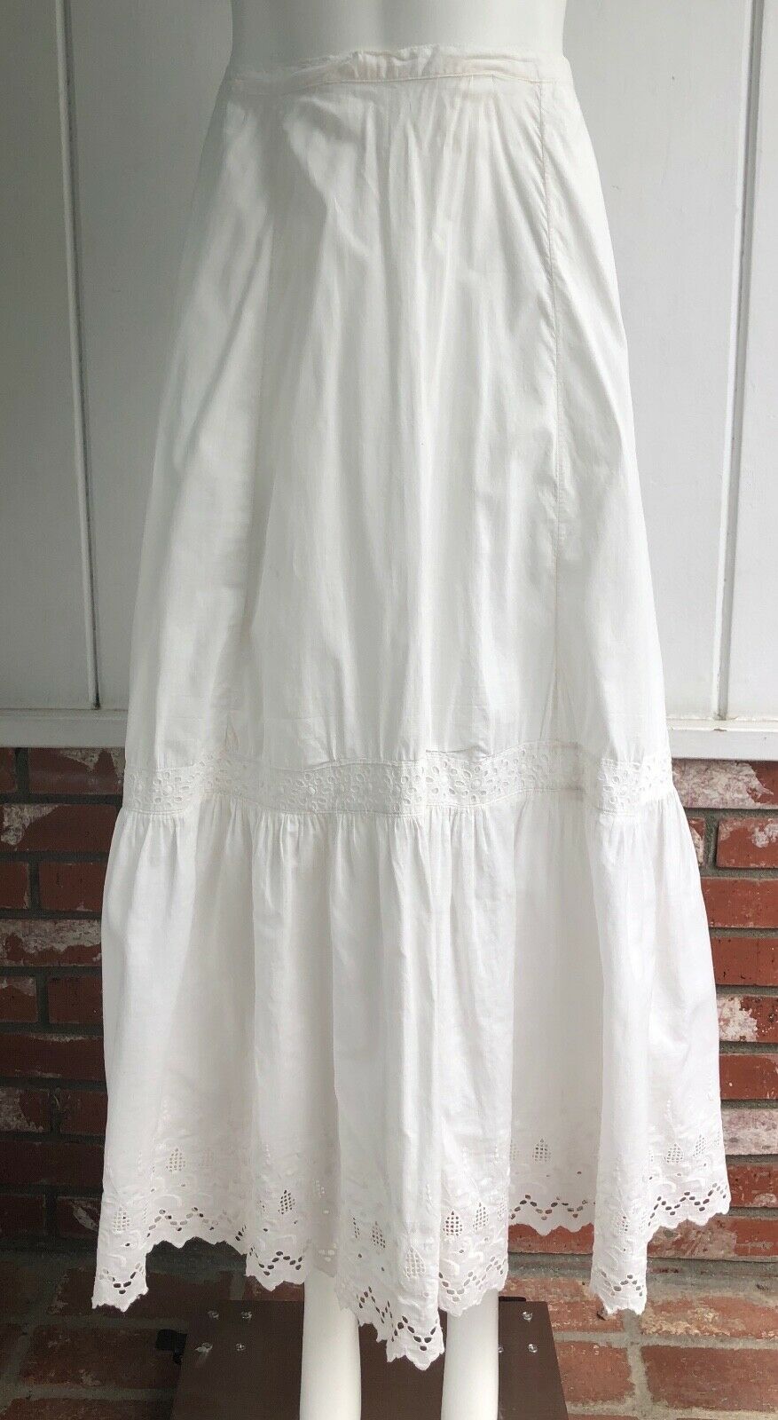 Antique Victorian Edwardian Cotton Eyelet Maxi Slip Petticoat Under Skirt S - Fresh Stock Dated December 2025