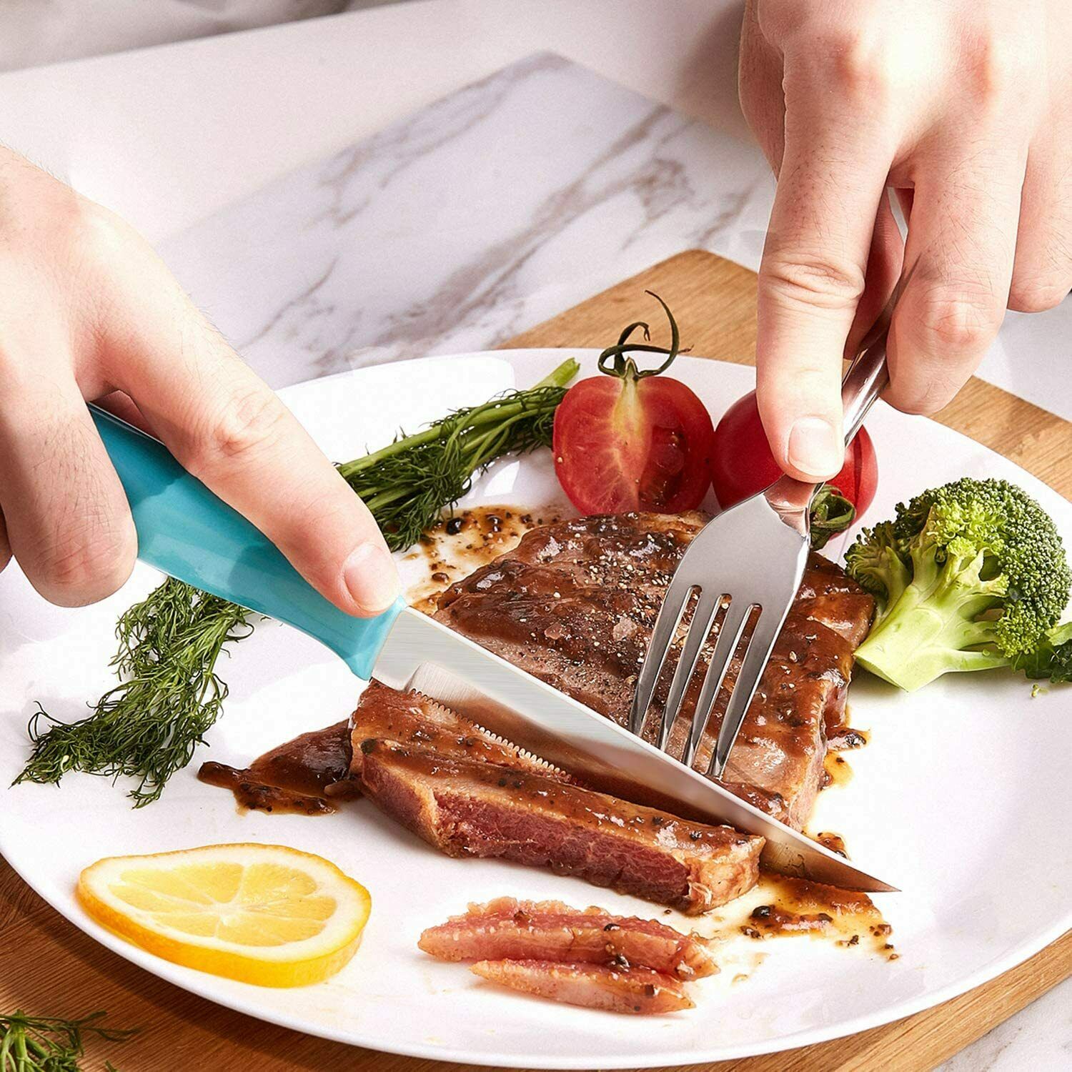 Knife Set, 15-Piece Kitchen Knife Set with Block Wooden German Stainless Steel - Fresh Stock Dated December 2025