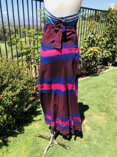 Vintage 1970s  Cotton Wrap Maxi Skirt Tie Dye Medium Multicolor. - Fresh Stock Dated February 2026