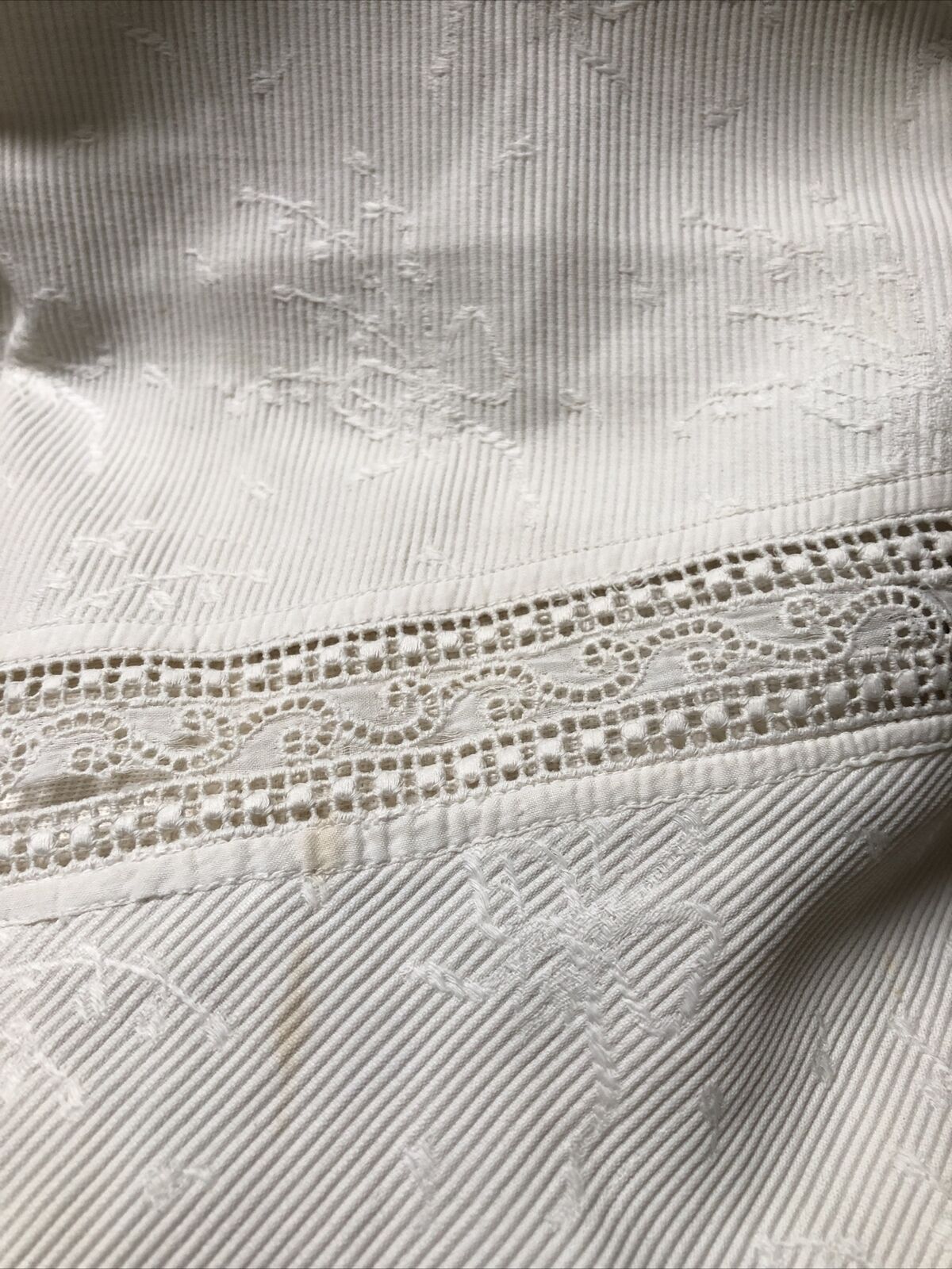 Antique White Figural Twill Edwardian Skirt 24