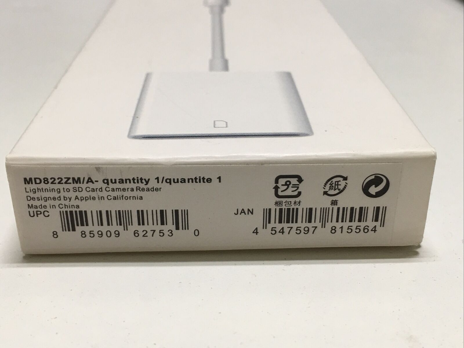 Genuine Apple Lightning to SD Card Camera Reader OEM MD822ZM/A - Fresh Stock Dated February 2026