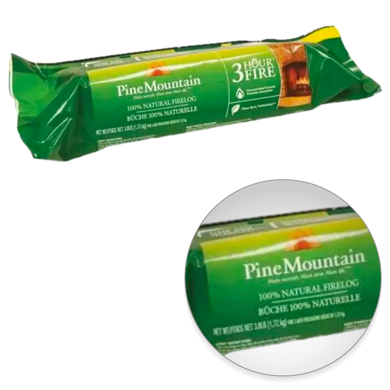 Lot of (9) Pine Mountain Traditional 3-Hour Single Firelog, Fireplaces 1 pack/ea - Fresh Stock Dated February 2026