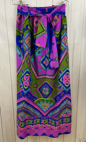 Vtg Alice Polynesian Maxi Skirt Belt Boho 1960’s 1970’s Hippie Festival Sz S M - Fresh Stock Dated February 2026