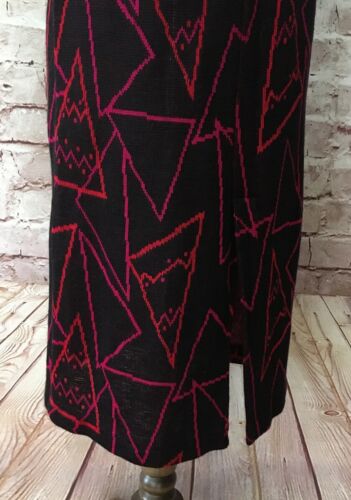 Vintage 1980s Pencil Skirt Stringbean Medium Black Red Geometric Stringknit - Fresh Stock Dated March 2026