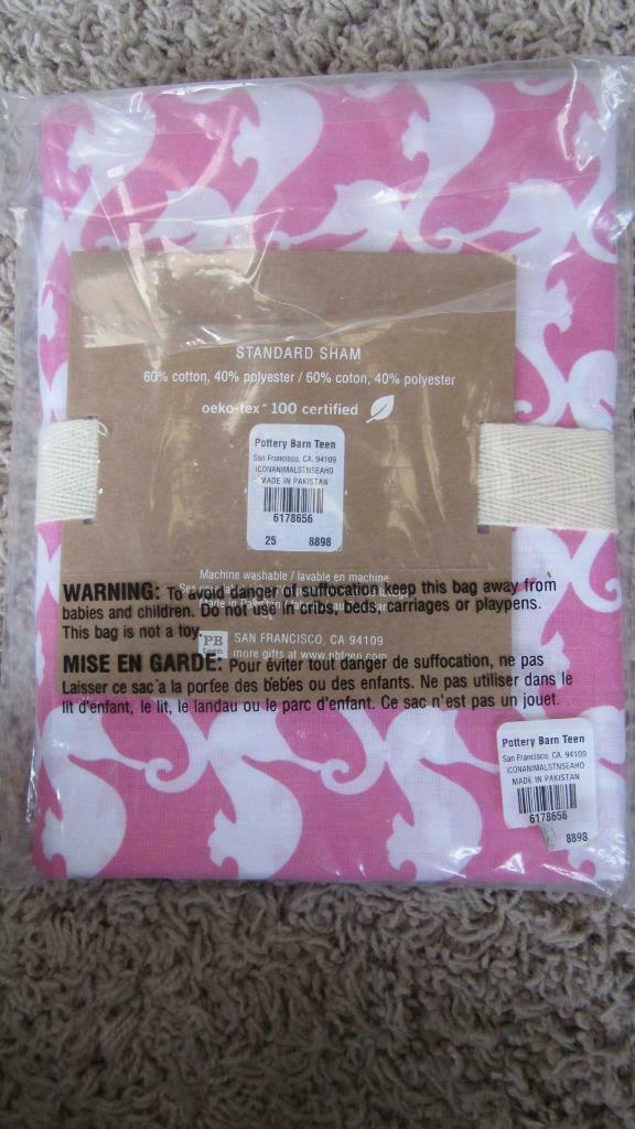 NEW Pottery Barn Teen Cape Code Seahorse Standard Pillow Sham NWT PB PBT Girls - Fresh Stock Dated January 2026