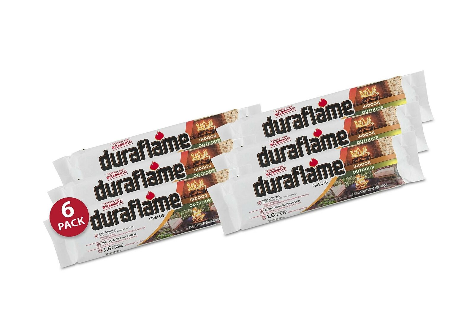 Duraflame 2.5lb 1.5-hr Firelog, 6 pack (00625) - Fresh Stock Dated December 2025
