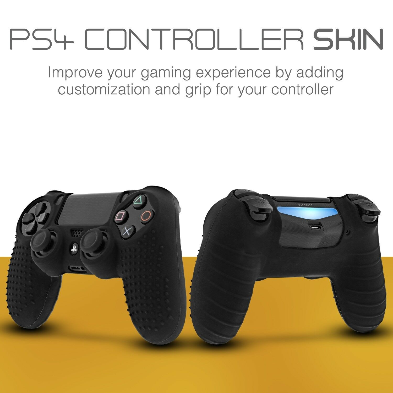 Anti-Slip Silicone Skin + 8x Thumb Stick Grip Cap for PS4 DualShock 4 Controller - Fresh Stock Dated December 2025