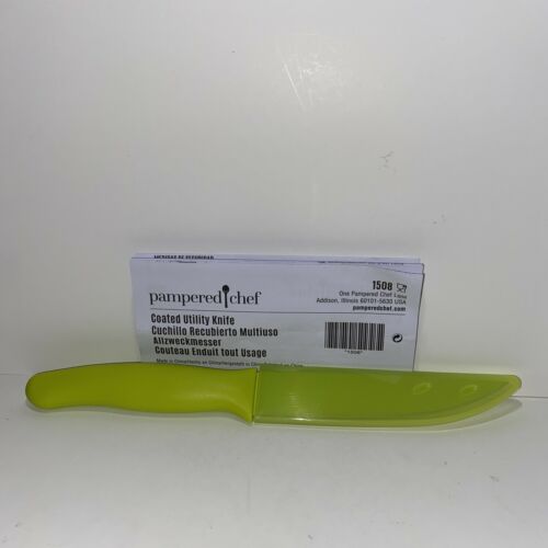 Pampered Chef Coated Utility Knife #1508  All-Purpose Knife with Storage Cover - Fresh Stock Dated December 2025