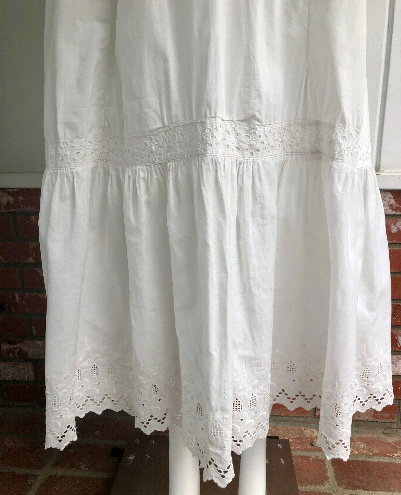Antique Victorian Edwardian Cotton Eyelet Maxi Slip Petticoat Under Skirt S - Fresh Stock Dated December 2025