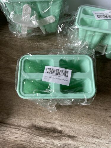 4 Silicone Ice Cream Mold DIY Frozen Dessert Juice Popsicle Maker Easy Release - Fresh Stock Dated February 2026