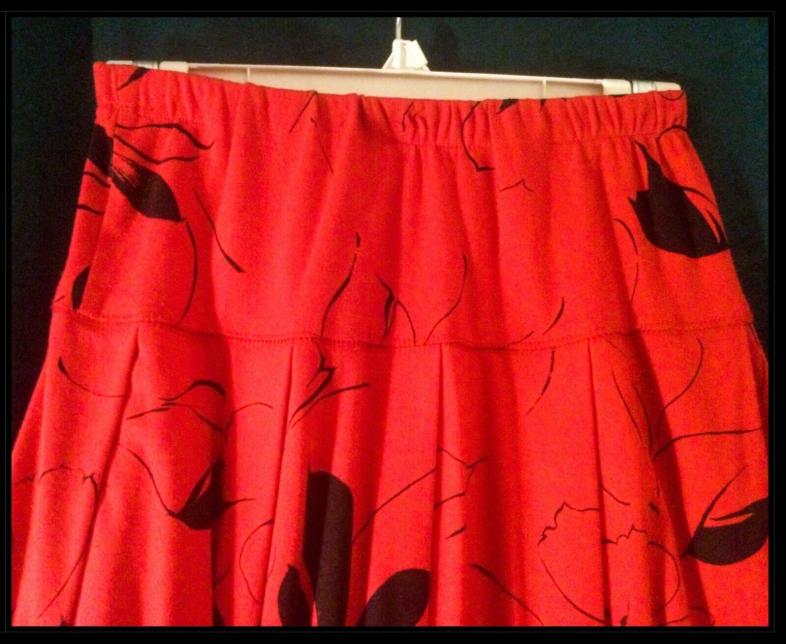 vintage 80s red and black skirt floral abstract soft comfy flowy - Fresh Stock Dated February 2026