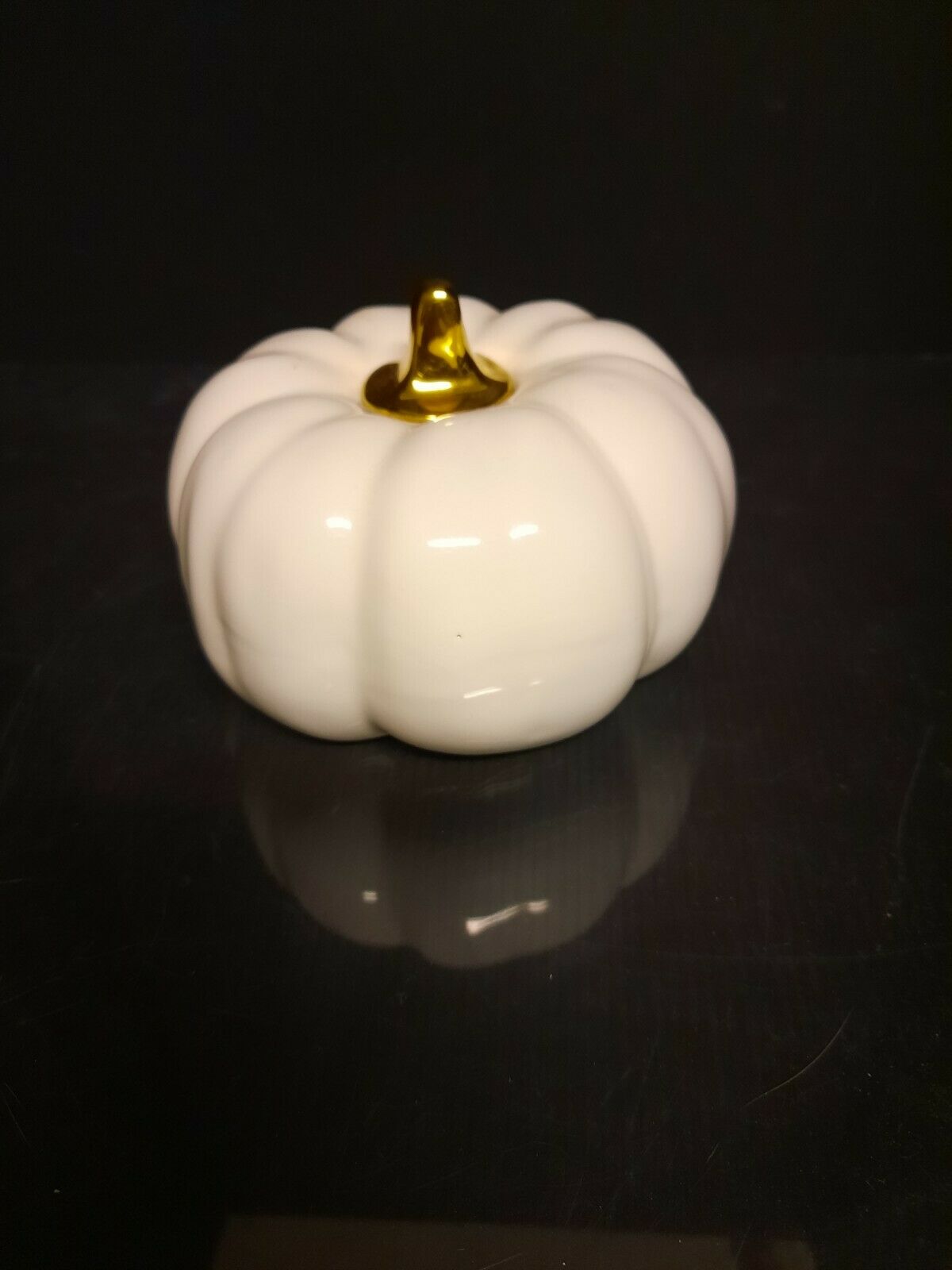 Mr. & Mrs. est 2018 White Pumpkin trimmed in gold  1E - Fresh Stock Dated January 2026