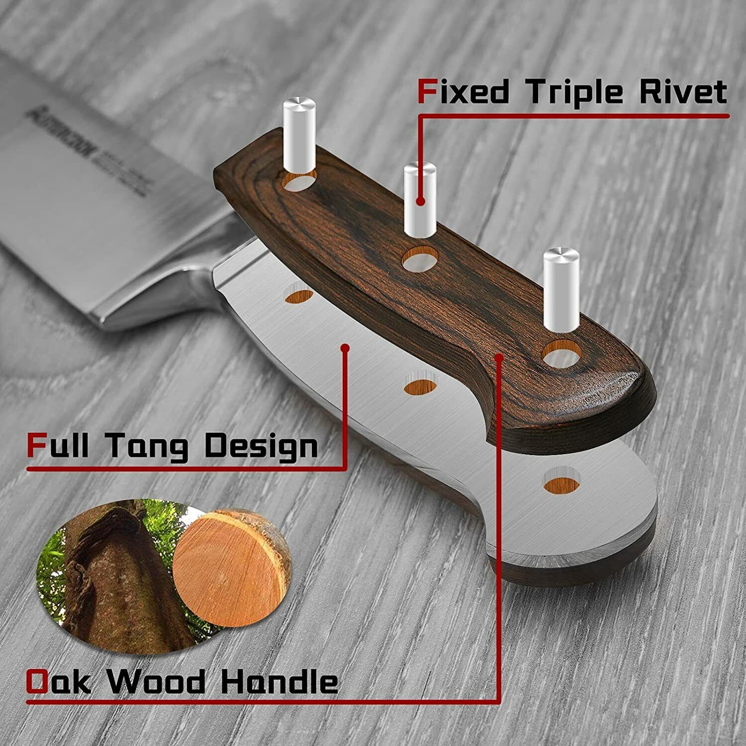 Knife Set, 15-Piece Kitchen Knife Set with Block Wooden German Stainless Steel - Fresh Stock Dated February 2026