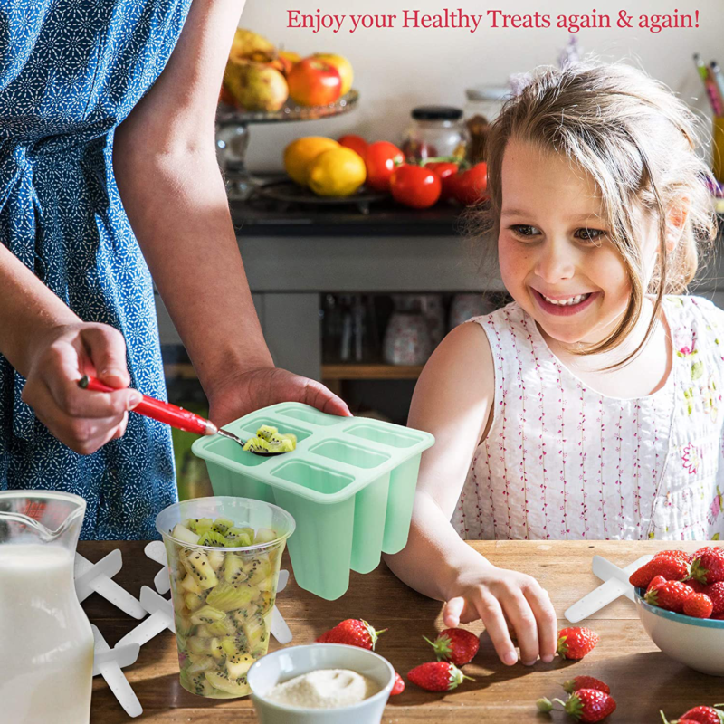 Popsicle Molds for Kids Silicone BPA Free with 2 Extra Reusable Sticks - Popsicl - Fresh Stock Dated December 2025