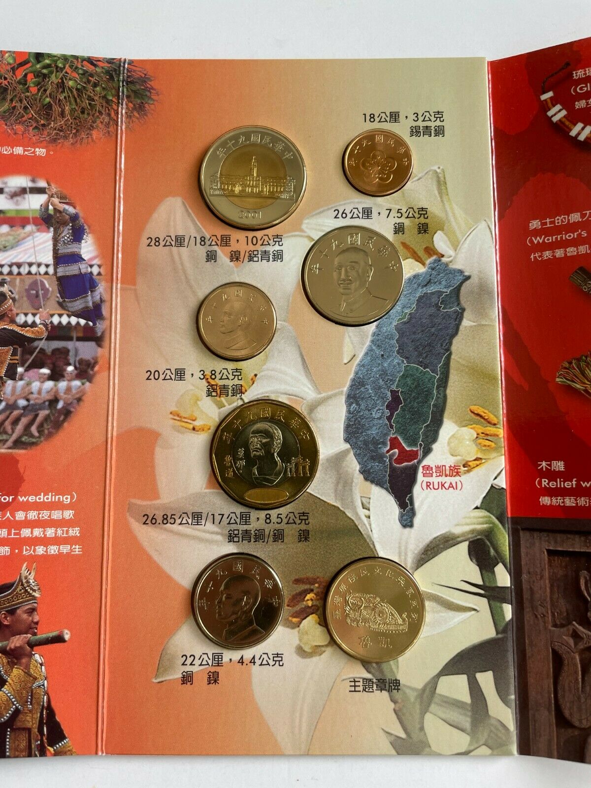 Central Mint of China Taiwan ROC Uncirculated 7-Coin Set 2001 New Taiwan Dollar - Fresh Stock Dated February 2026