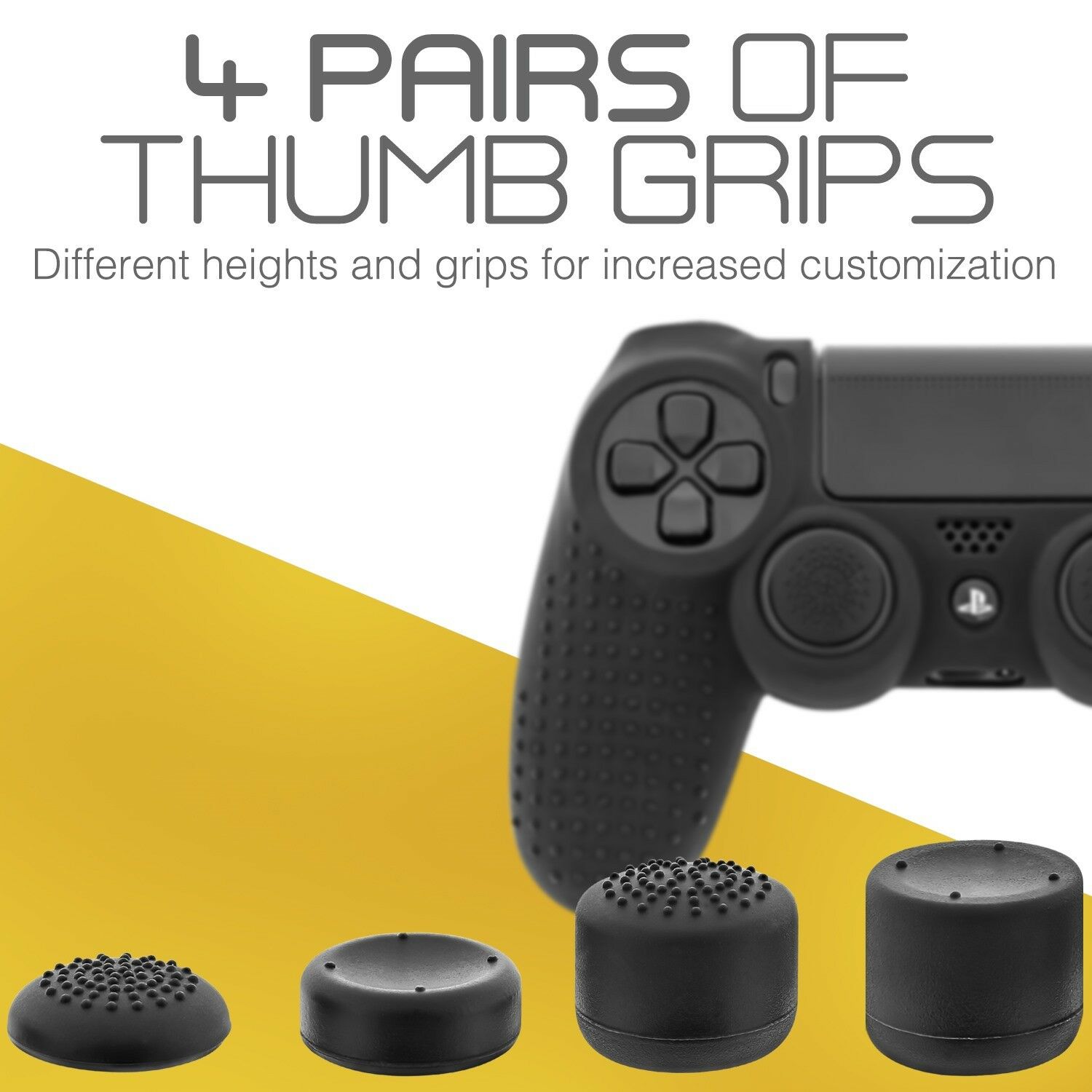 Anti-Slip Silicone Skin + 8x Thumb Stick Grip Cap for PS4 DualShock 4 Controller - Fresh Stock Dated December 2025
