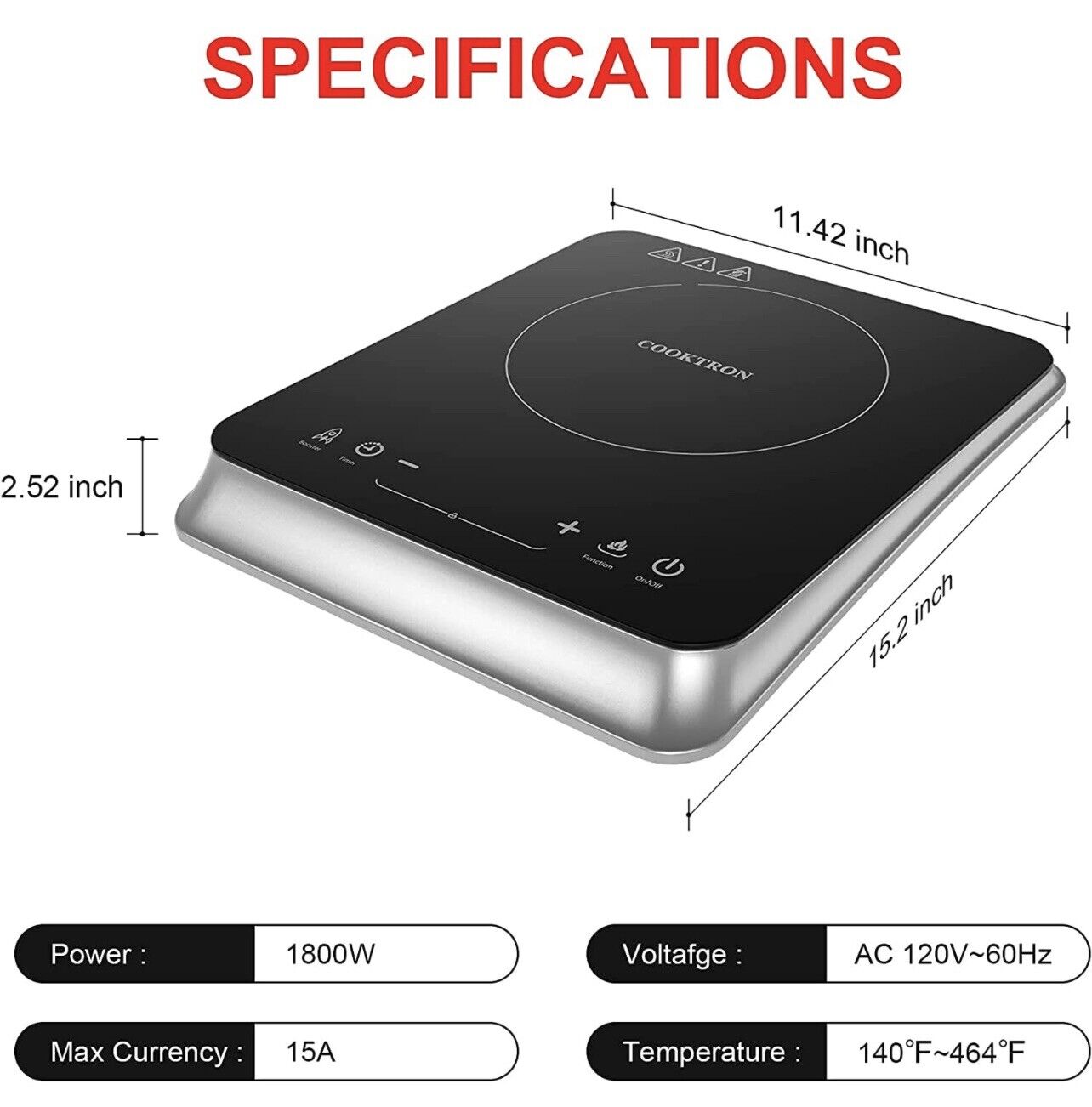 COOKTRON Induction Cooktop Countertop Burner Portable with Fast Warm-Up Mode - Fresh Stock Dated February 2026