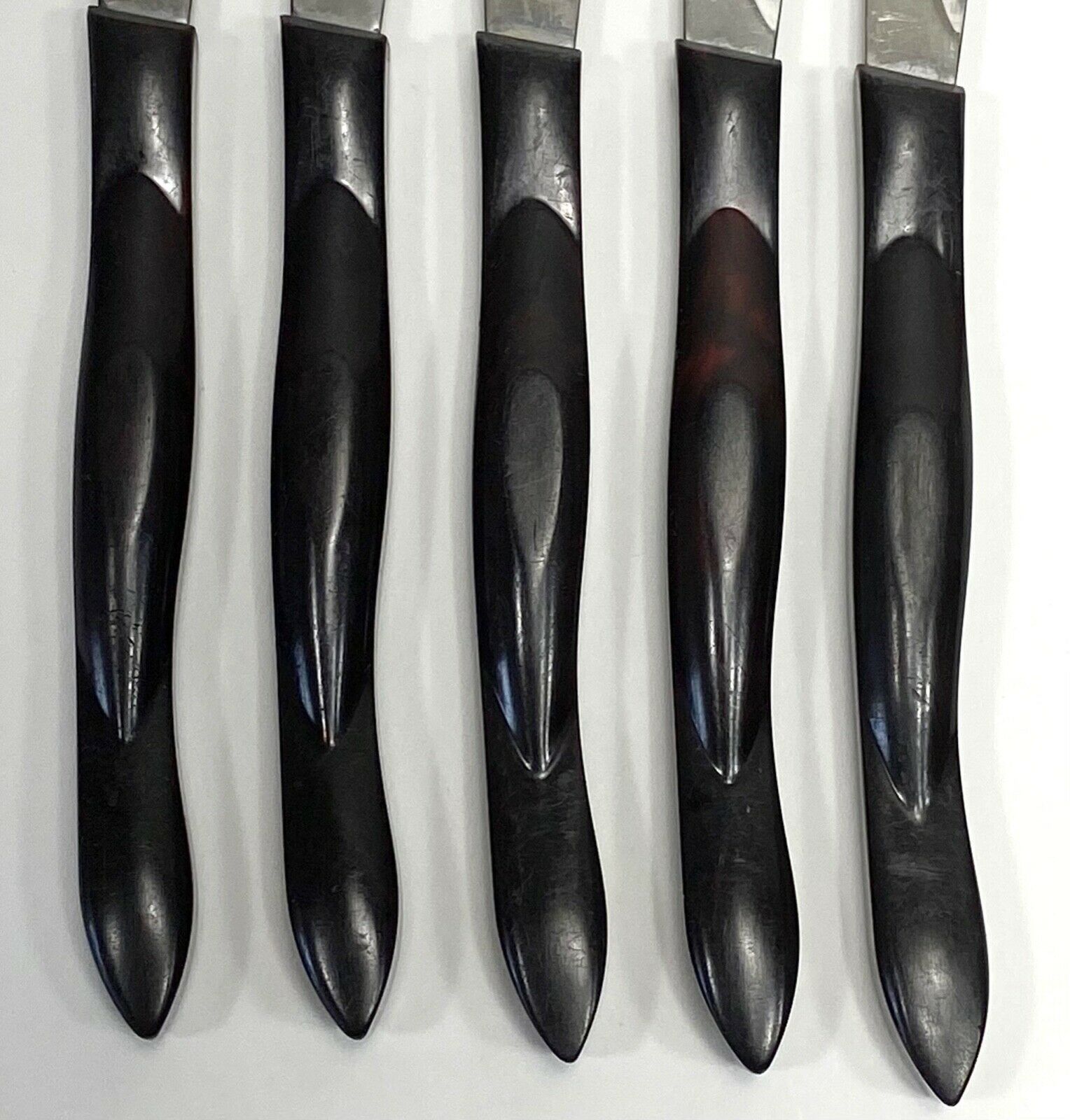 Cutco Steak Knives 1759 KI Set of 5 Dark Brown Marble Orange USA - Fresh Stock Dated December 2025