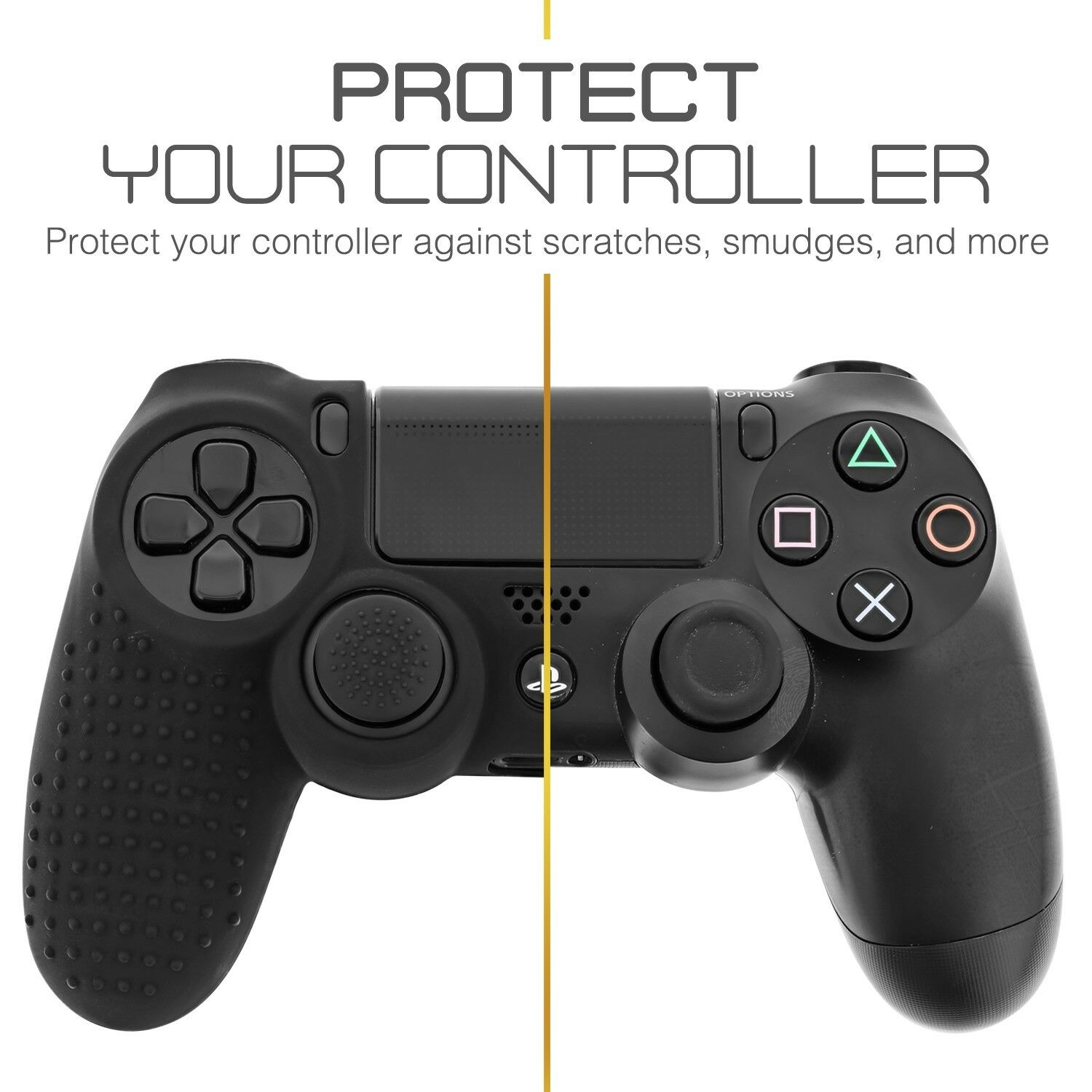 Anti-Slip Silicone Skin + 8x Thumb Stick Grip Cap for PS4 DualShock 4 Controller - Fresh Stock Dated December 2025