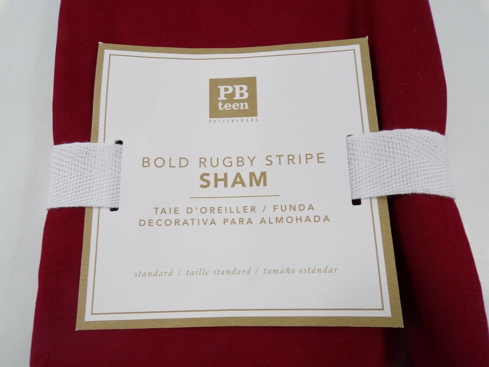 Pottery Barn Bold Rugby Stripe Standard Sham Red Navy #8188 - Fresh Stock Dated December 2025