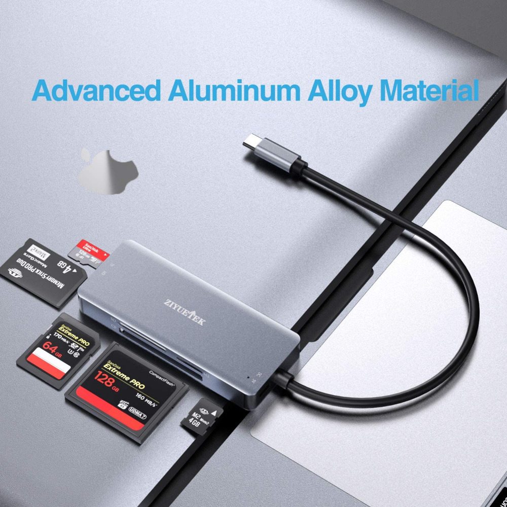 ZIYUETEK USB C CF Card Reader,5- in-1 Aluminum Thunderbolt 3 TYPE-C, TYPE C - Fresh Stock Dated February 2026