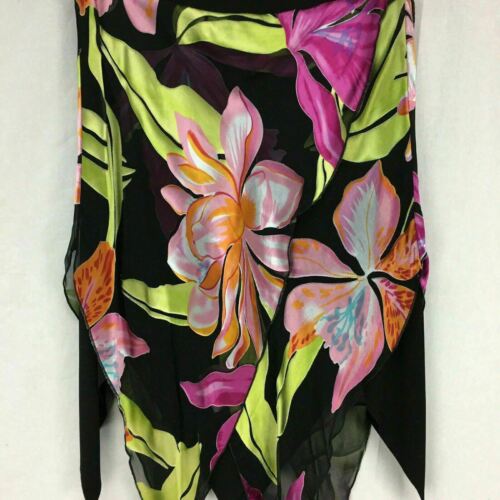 Vtg Cache Black Multi Color Floral Print Asymmetric Midi Skirt Womens Sz S - Fresh Stock Dated February 2026