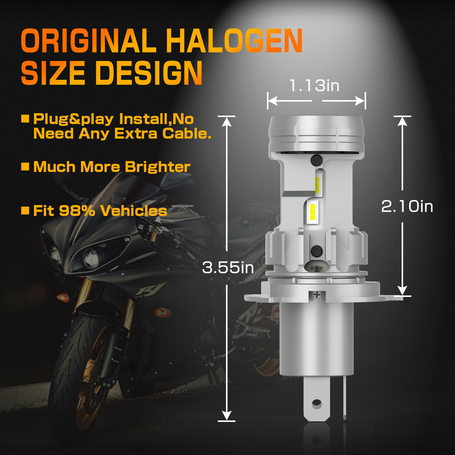 LED White Headlight Bulb for 2018-21 Harley-Davidson Iron 1200 OFF-ROAD, Top Fan - Fresh Stock Dated February 2026